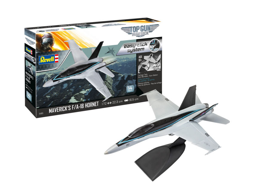 Miniature kit de montage avion MAVERIK'S FA18 HORNET TOP GUN PLANE auto 1:72