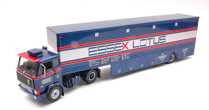 Modellino camion truck lorry scala 1:43 Ixo VOLVO F89 ESSEX LOTUS RACE TRANSPORT