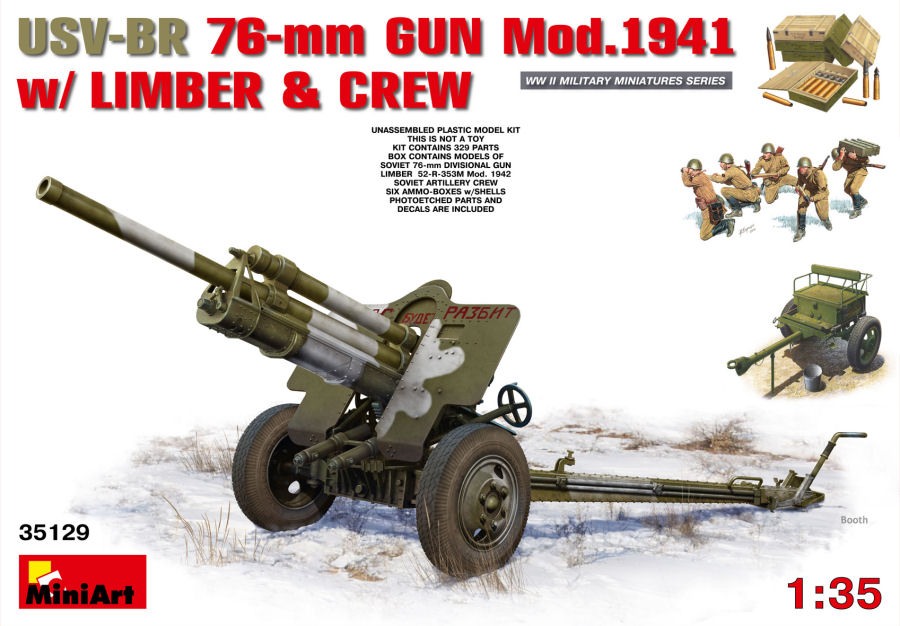 Modellino model kit di montaggio mezzi militari tank Miniart  USV-BR 76mm GUN...