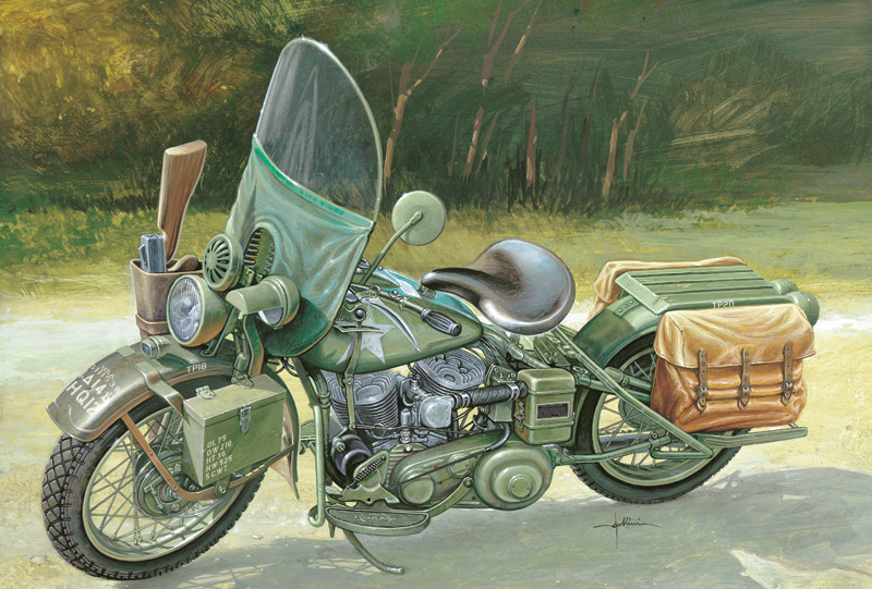 Coche Kit de montaje de motocicleta Italeri US ARMY WW II MOTORCYCLE escala 1:9