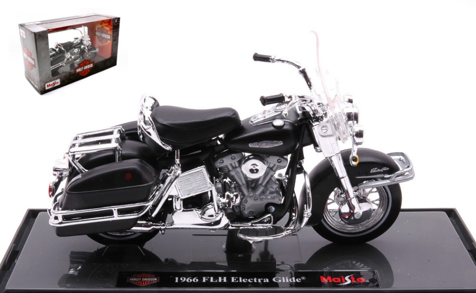 Modellino moto scala 1:18 HARLEY DAVIDSON ELECTRA GLIDE 1966 BLACK motor bike...