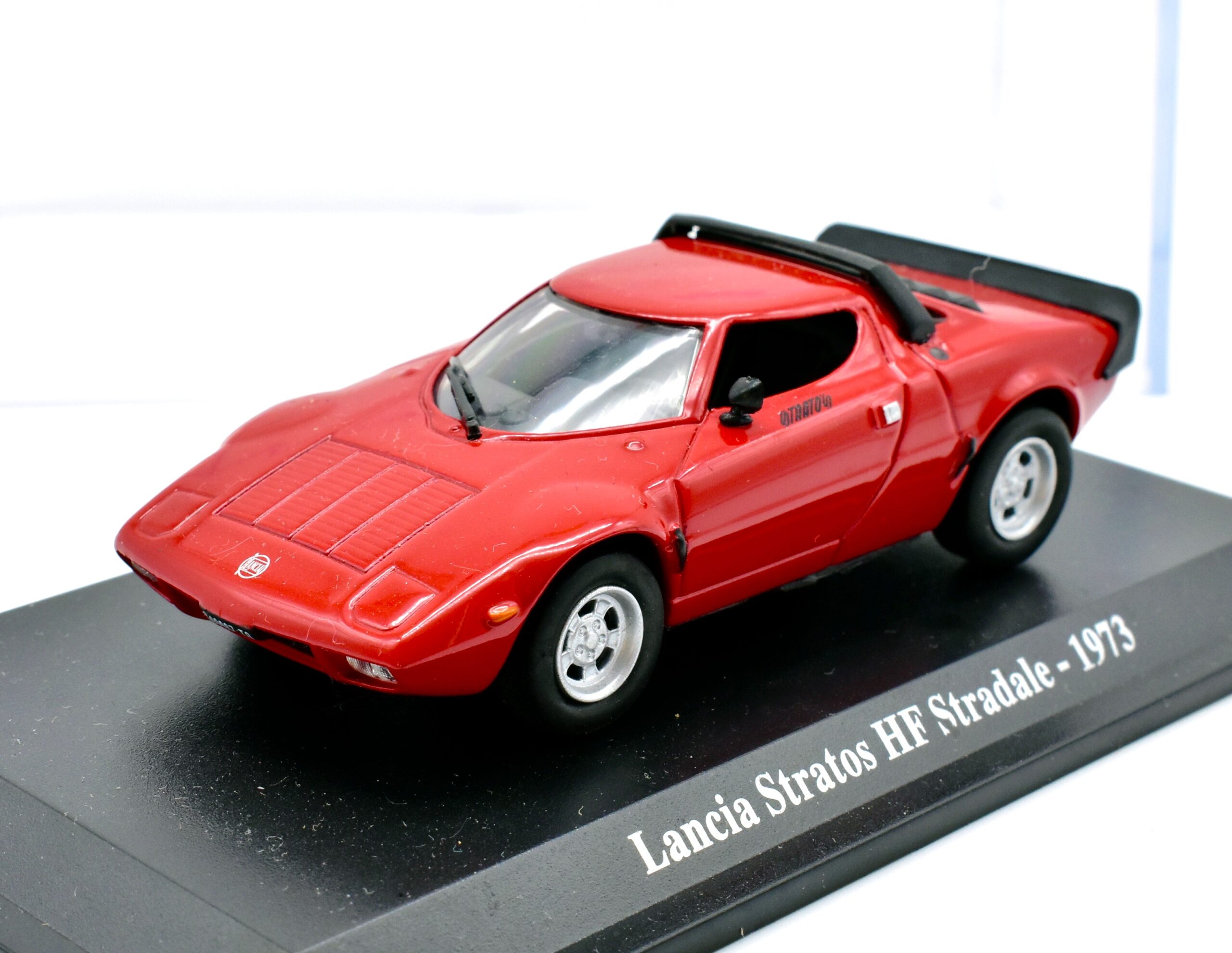 Red lancia Stratos HF model car 1:43 scale norev model car newsstand