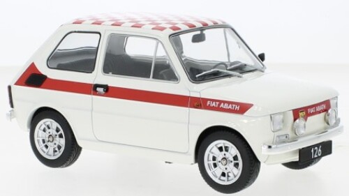 Modellino auto scala 1:18 ModelCarGroup FIAT 126 ABARTH 1972 WHITE  modellismo statico collezione - Arcadia Modellismo