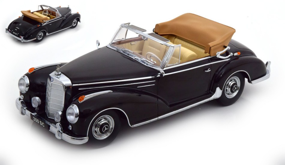 modellauto modellbau MERCEDES 300 SC W188 CABRIO SCHWARZ im Maßstab 1:18