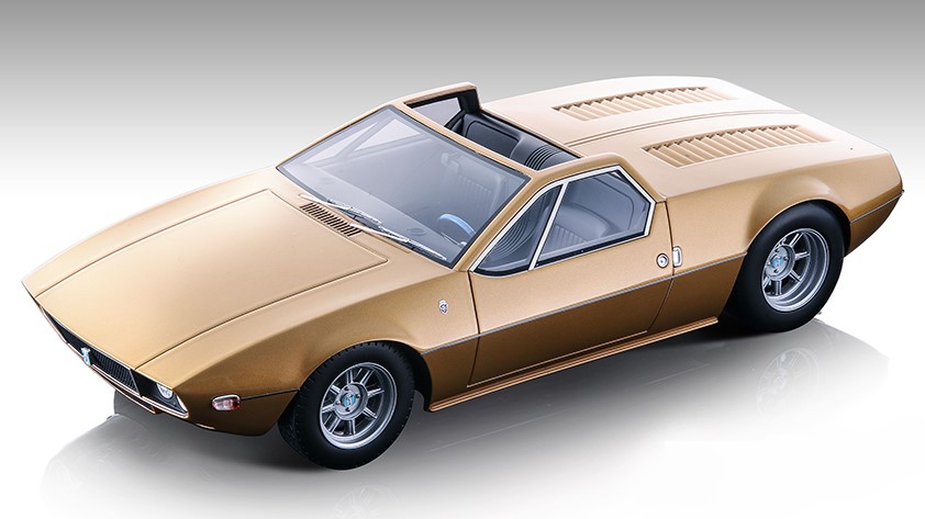 Model car 1:18 scale Tecnomodel DE TOMASO MANGUSTA SPYDER 1966 GOLD mod...