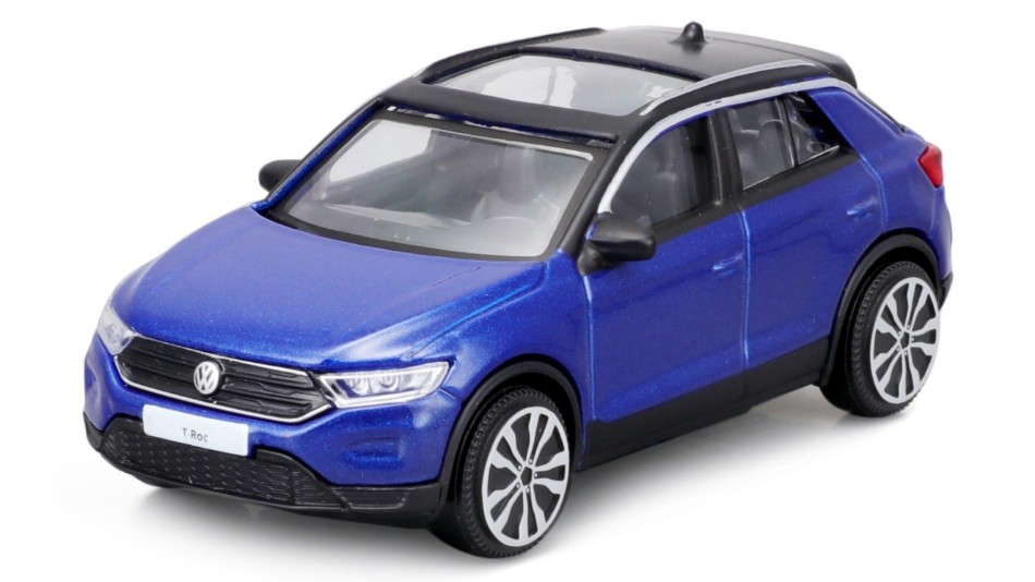 Modellino auto scala 1:43 Burago VW T-ROC 2021 BLUE diecast modellismo statico