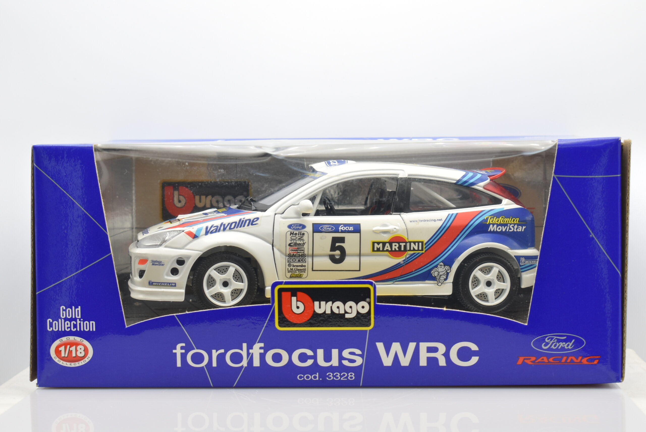 Burago 1/18 Scale Diecast 3402 - Ford Focus RS WRC 2002 Martini #5