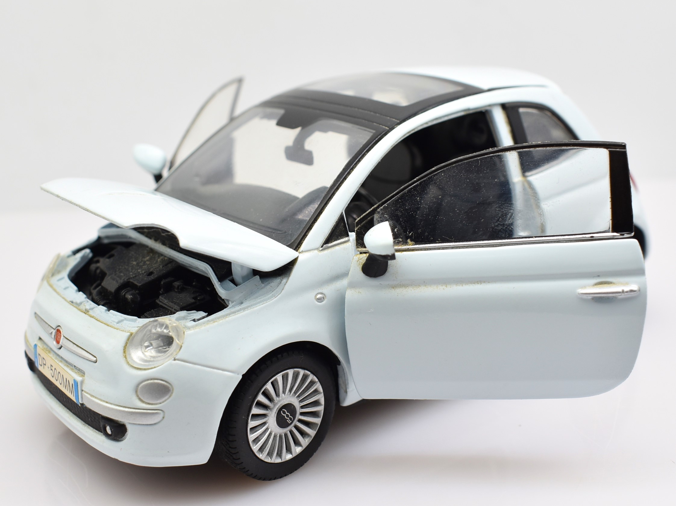 Miniature voiture auto 1:24 Fiat 500 diecast bleu clair modèle de voiture véhicules